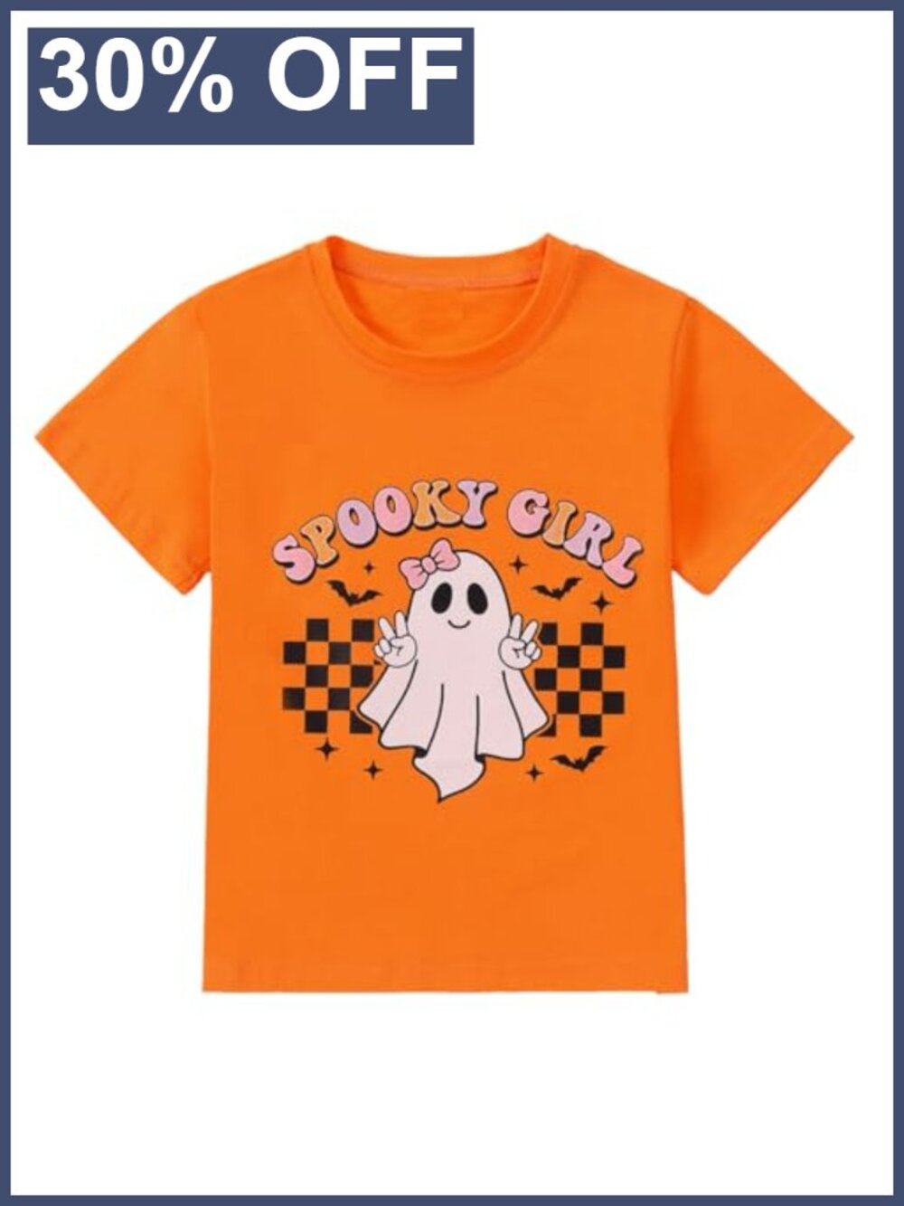 Toddler Girl Halloween Ghost Pumpkin Short Sleeve Cotton Tee